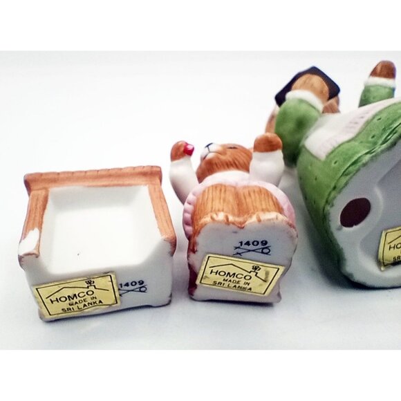 Homco Classroom Bear Figure Set Teacher Students Chalkboard Globe Desk Vintage - Picture 12 of 16